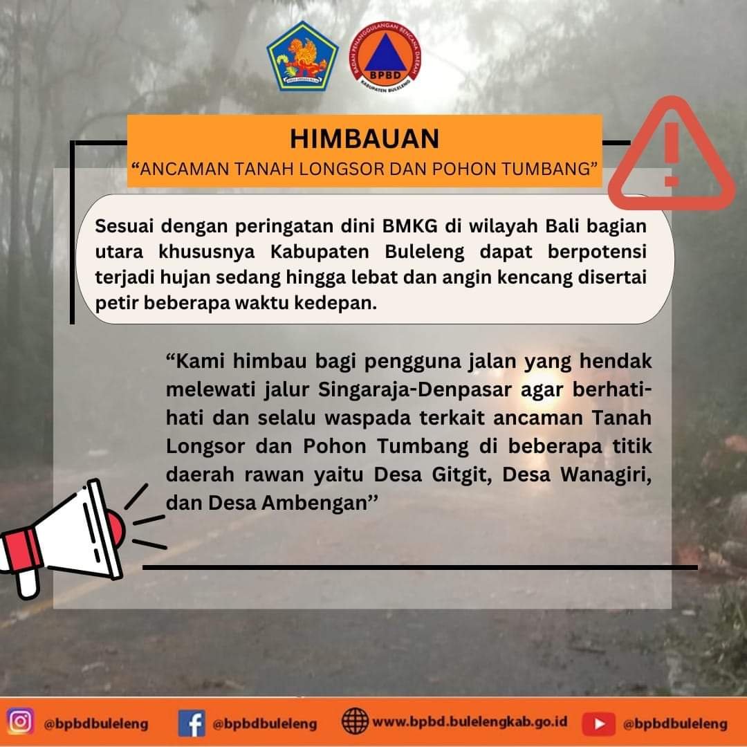 Himbauan Ancaman Tanah Longsor dan Pohon Tumbang