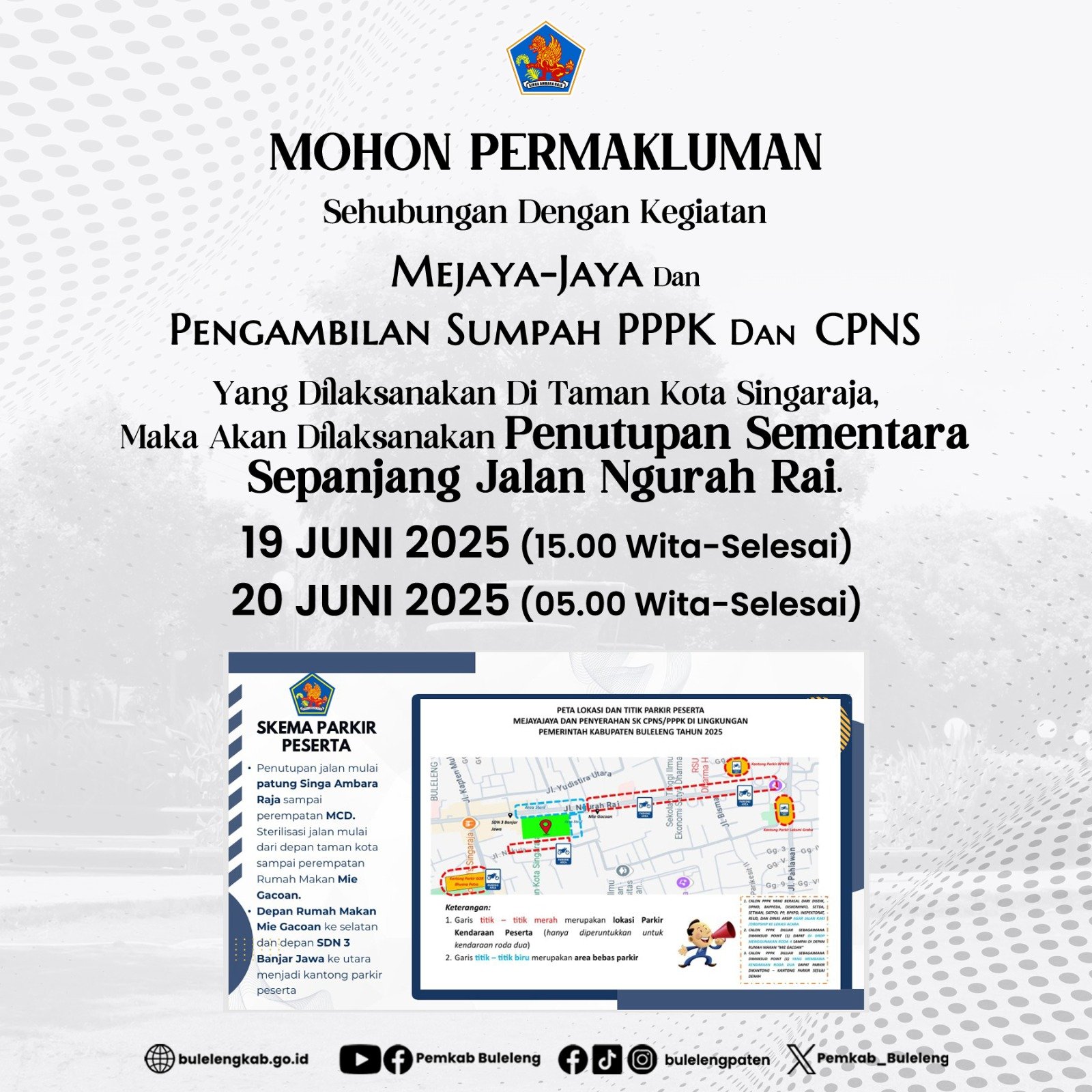 Mohon Permakluman Sehubungan Dengan Kegiatan Mejaya - Jaya dan Pengambilan Sumpah PPPK Dan CPNS