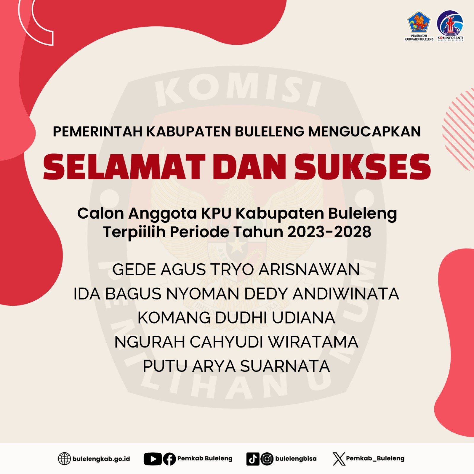 Pengumuman Calon KPU 2023 - 2028